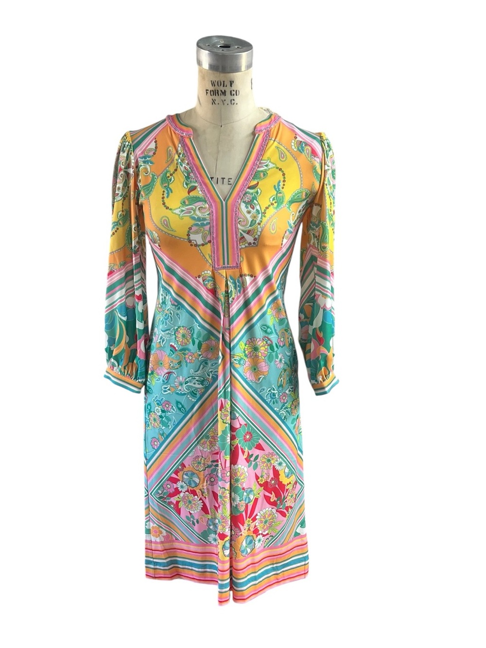 Hale Bob XS Multi-Color Floral Print Midi Dress